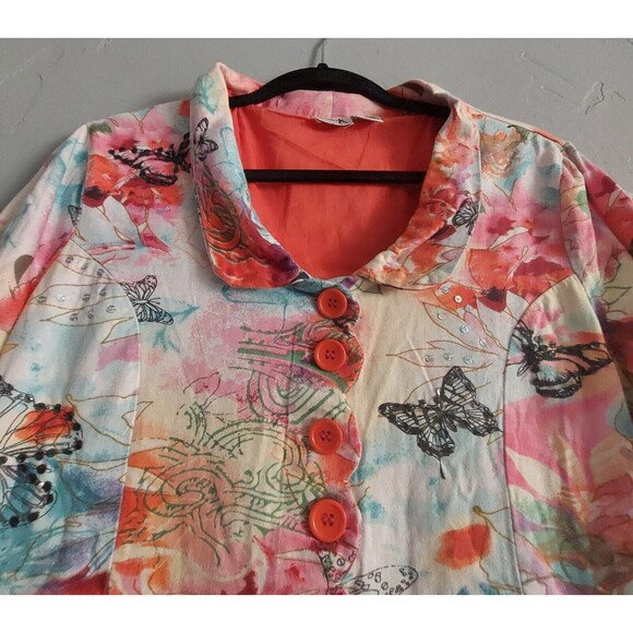 Shanak women's jacket size S, decoration with butterfly, sequins,Paisley, Button - Picture 8 of 12